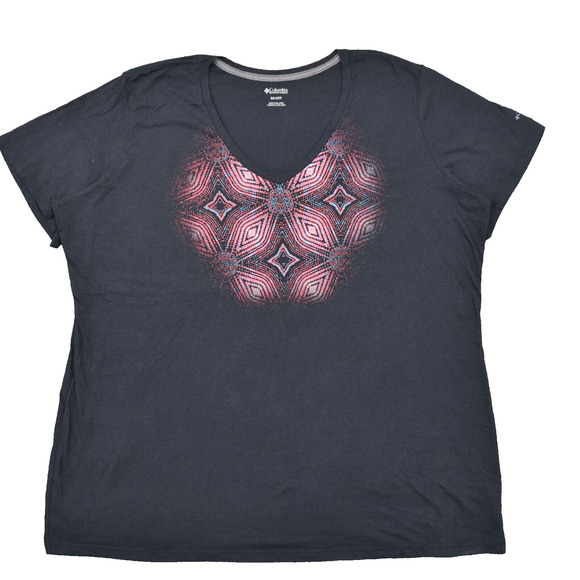 Columbia Women's Size 3X Basic Short Sleeve Black Solid Cotton V-Neck T Shirt - Picture 1 of 8